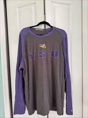 Colosseum LSU Gray and Purple Long Sleeve Tee